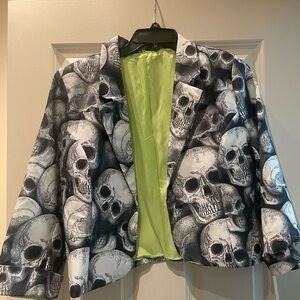 Cropped Blazer with Skull print and Neon Lining